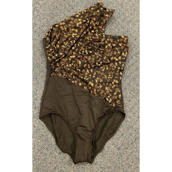 NWT Magicsuit Bathing Suit Swim One Piece Shoulder Underwire Black Brown 16 New - Picture 1 of 6